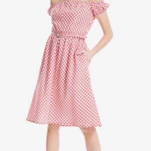 Max Studio Gingham Off The Shoulder Dress